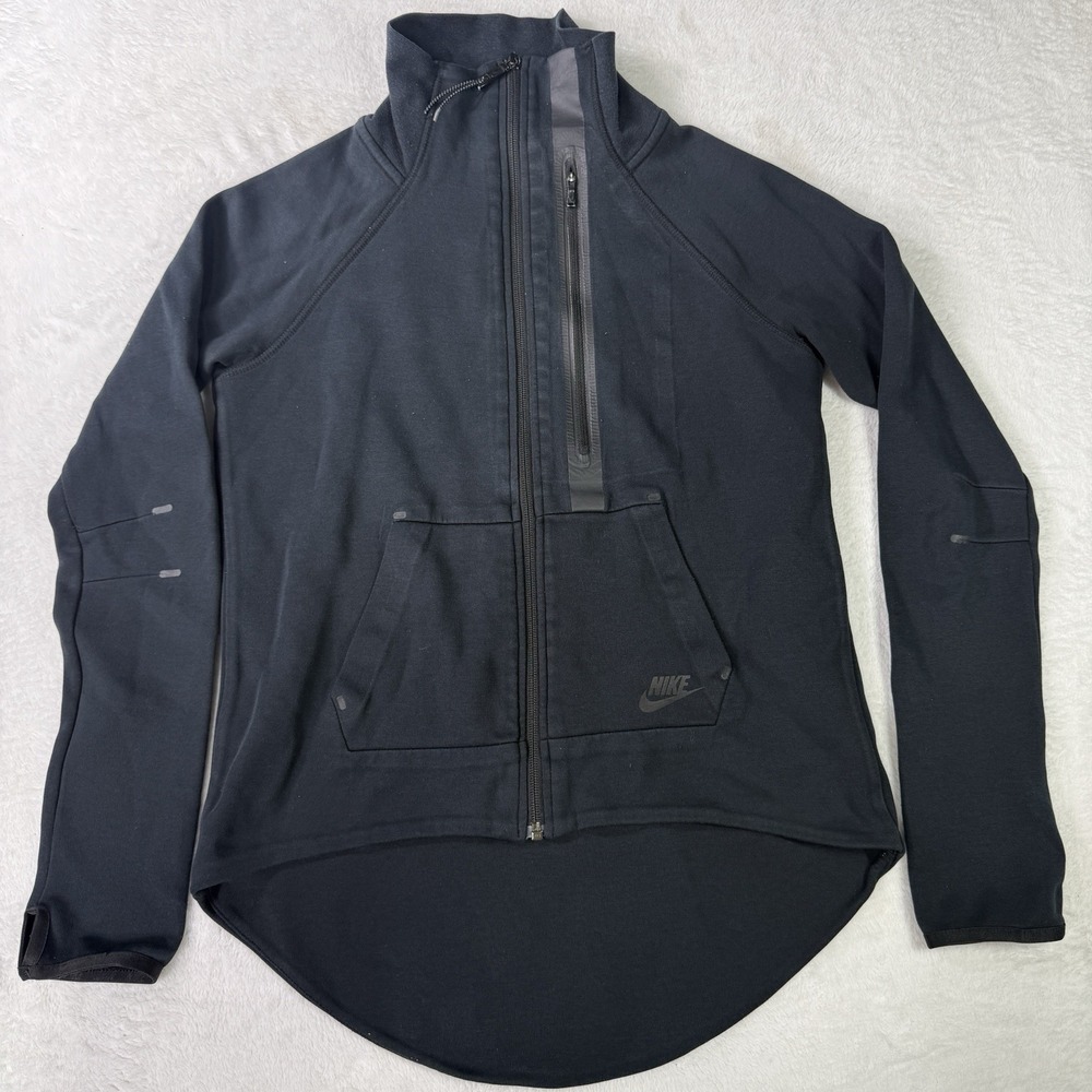 Nike Tech Running Jacket Womens Small Black Full Zip Performance Workout